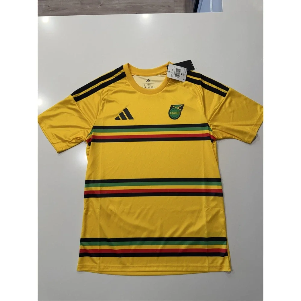 adidas Jamaica JFF Bob Marley Soccer Jersey KB3386 Mens M Yellow Slim Fit NEW